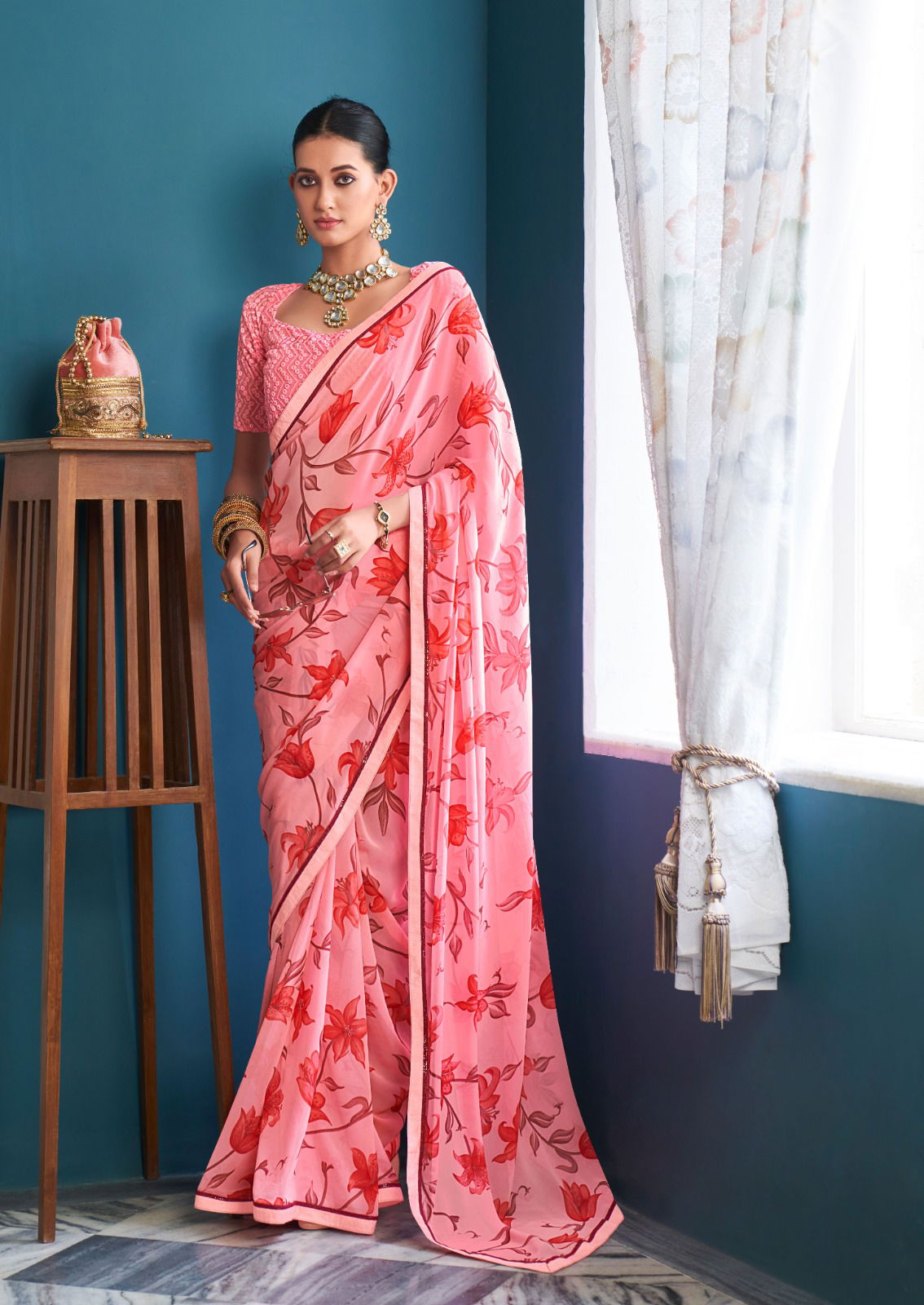 Jharokha By Printed Georgette Sarees Catalog